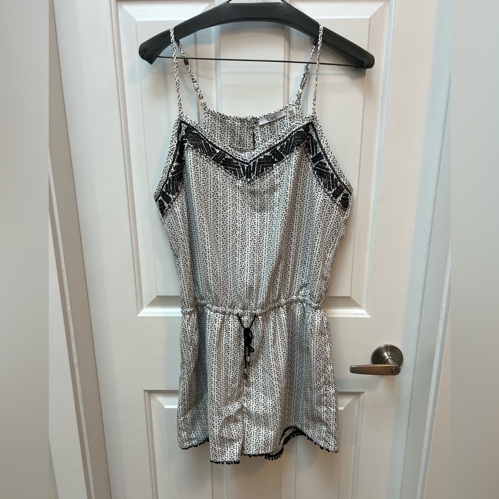 Dex Black and White Patterned Spaghetti Strap Top